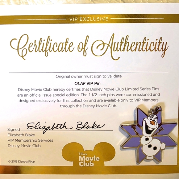 Disney | Accessories | Disney Olaf Vip Pin | Poshmark
